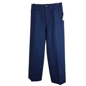 Anthropologie Maeve The Colette Ponte Crop Wide-Leg Pants, Hi-Rise, Navy, 28Tall
